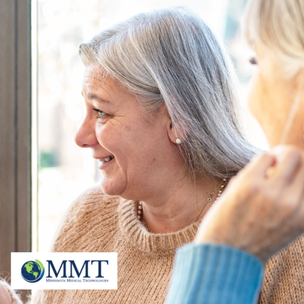Older woman smiling and looking relieved